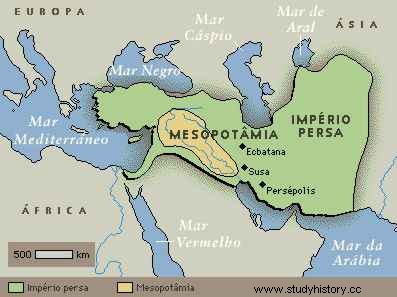 ペルシア帝国とメソポタミアの地図 
